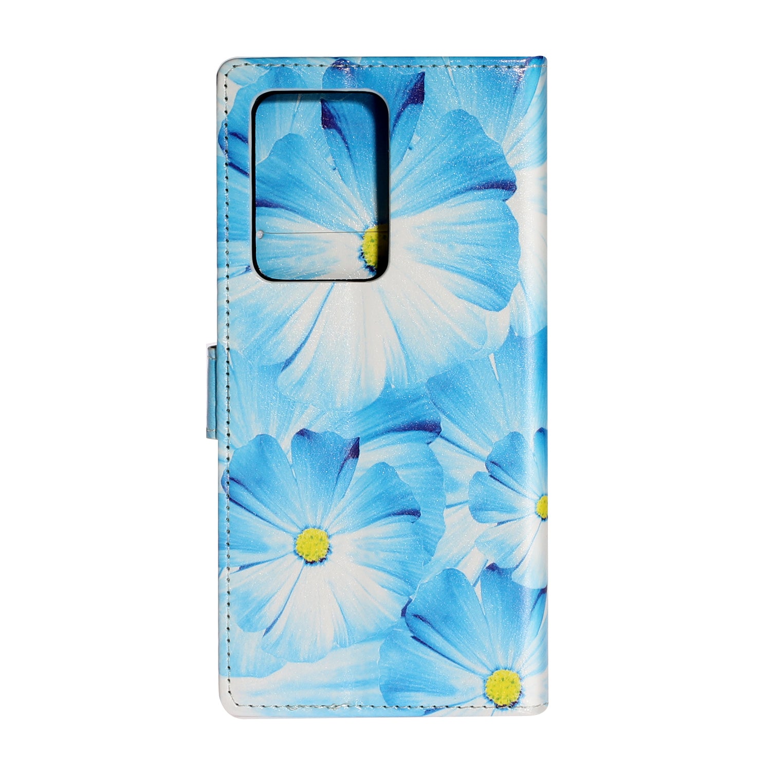 Pattern Printing Magnetic Leather Phone Case Wallet for Samsung Galaxy S20 Ultra - Blue Flower