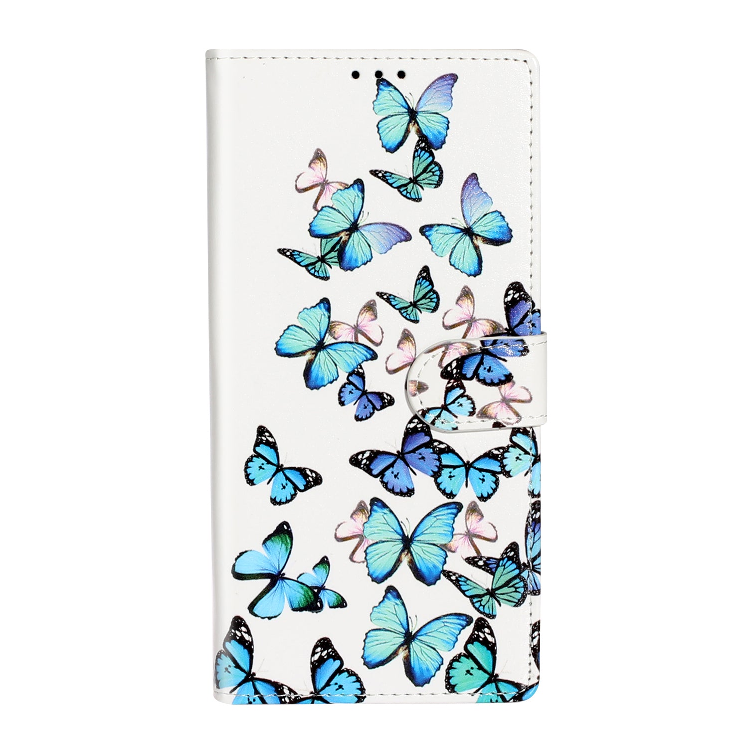 Pattern Printing Magnetic Leather Phone Case Wallet for Samsung Galaxy S20 Ultra - Blue Butterflies