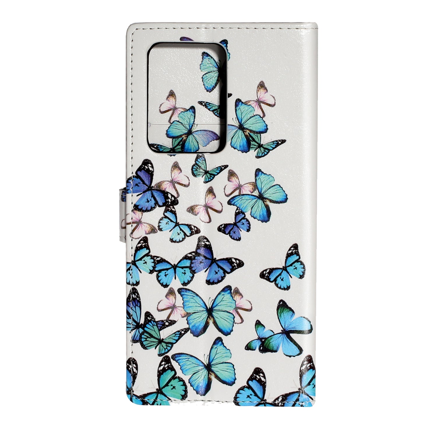 Pattern Printing Magnetic Leather Phone Case Wallet for Samsung Galaxy S20 Ultra - Blue Butterflies