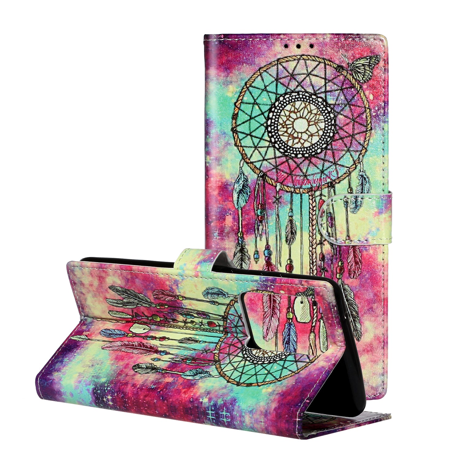 Pattern Printing Magnetic Leather Phone Case Wallet for Samsung Galaxy S20 Ultra - Dream Catcher