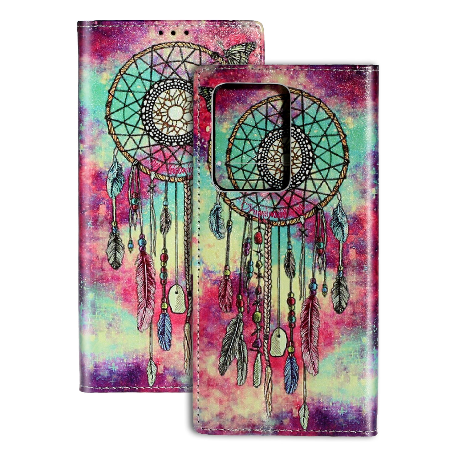 Pattern Printing Magnetic Leather Phone Case Wallet for Samsung Galaxy S20 Ultra - Dream Catcher