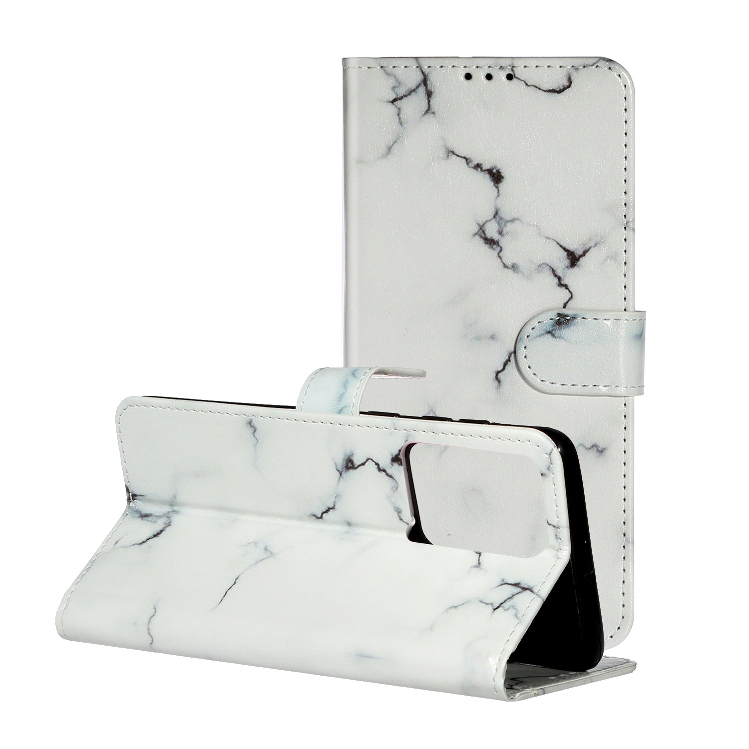 Pattern Printing Magnetic Leather Phone Case Wallet for Samsung Galaxy S20 Ultra - White