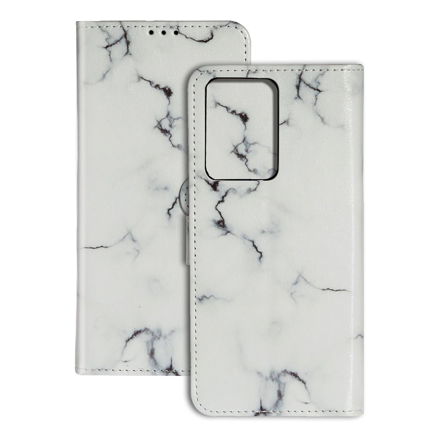 Pattern Printing Magnetic Leather Phone Case Wallet for Samsung Galaxy S20 Ultra - White