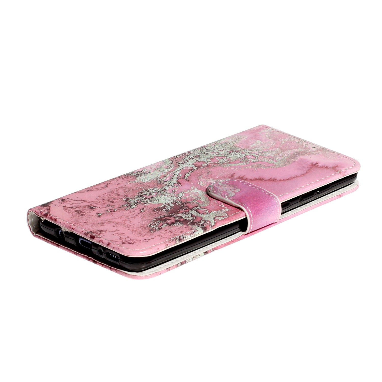 Pattern Printing Magnetic Leather Phone Case Wallet for Samsung Galaxy S20 Ultra - Pink/Grey