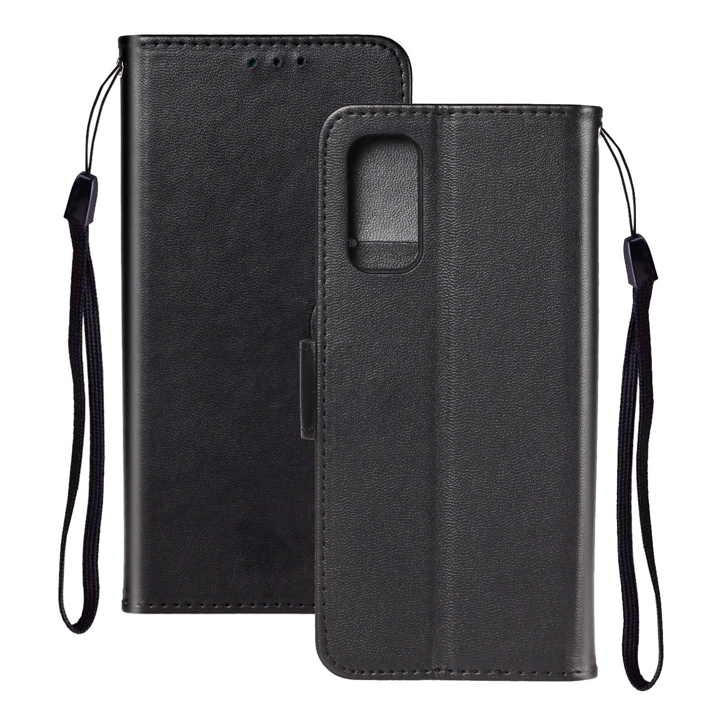 Pure Color Leather Mobile Cover for Samsung Galaxy S20 Plus - Black