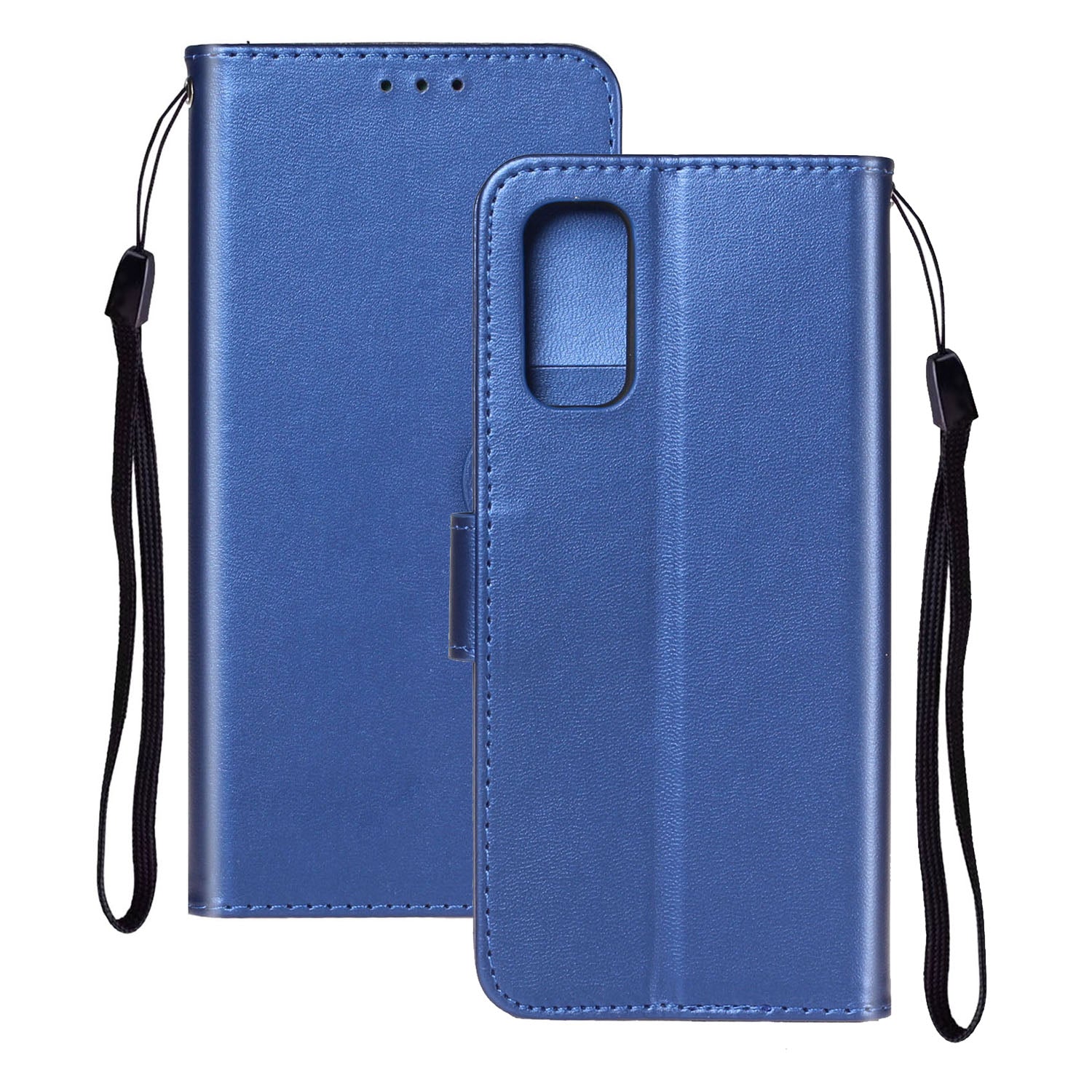 Pure Color Leather Mobile Cover for Samsung Galaxy S20 Plus - Blue