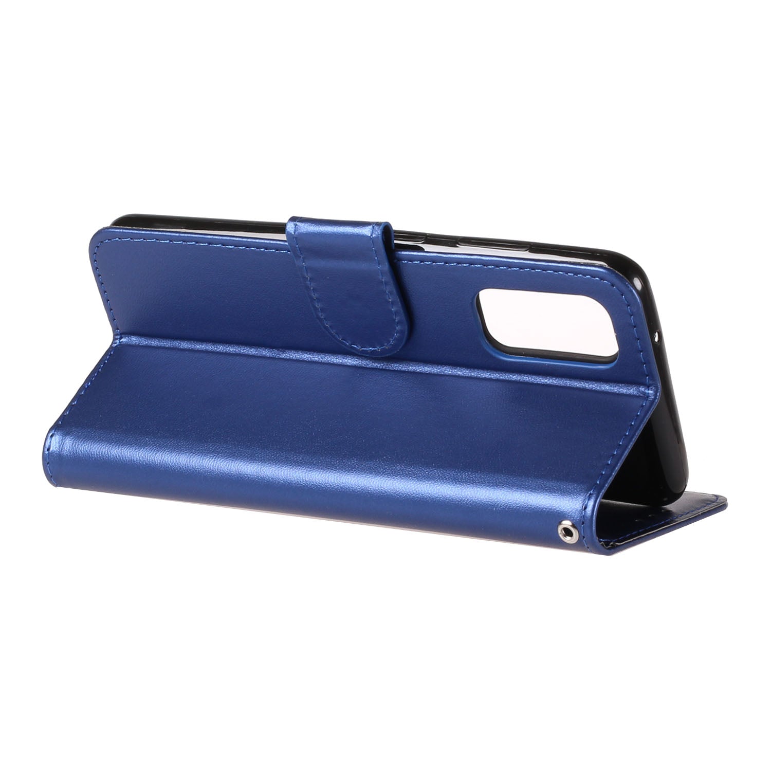 Pure Color Leather Mobile Cover for Samsung Galaxy S20 Plus - Blue