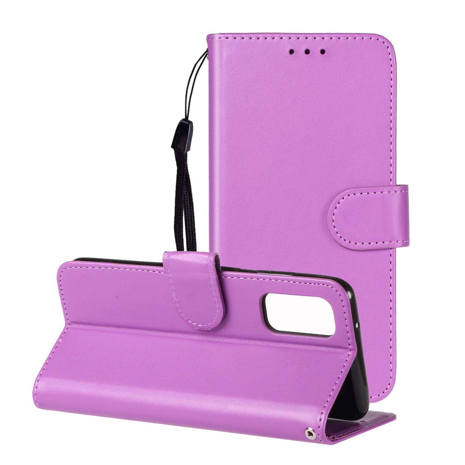 Pure Color Leather Mobile Cover for Samsung Galaxy S20 Plus - Purple