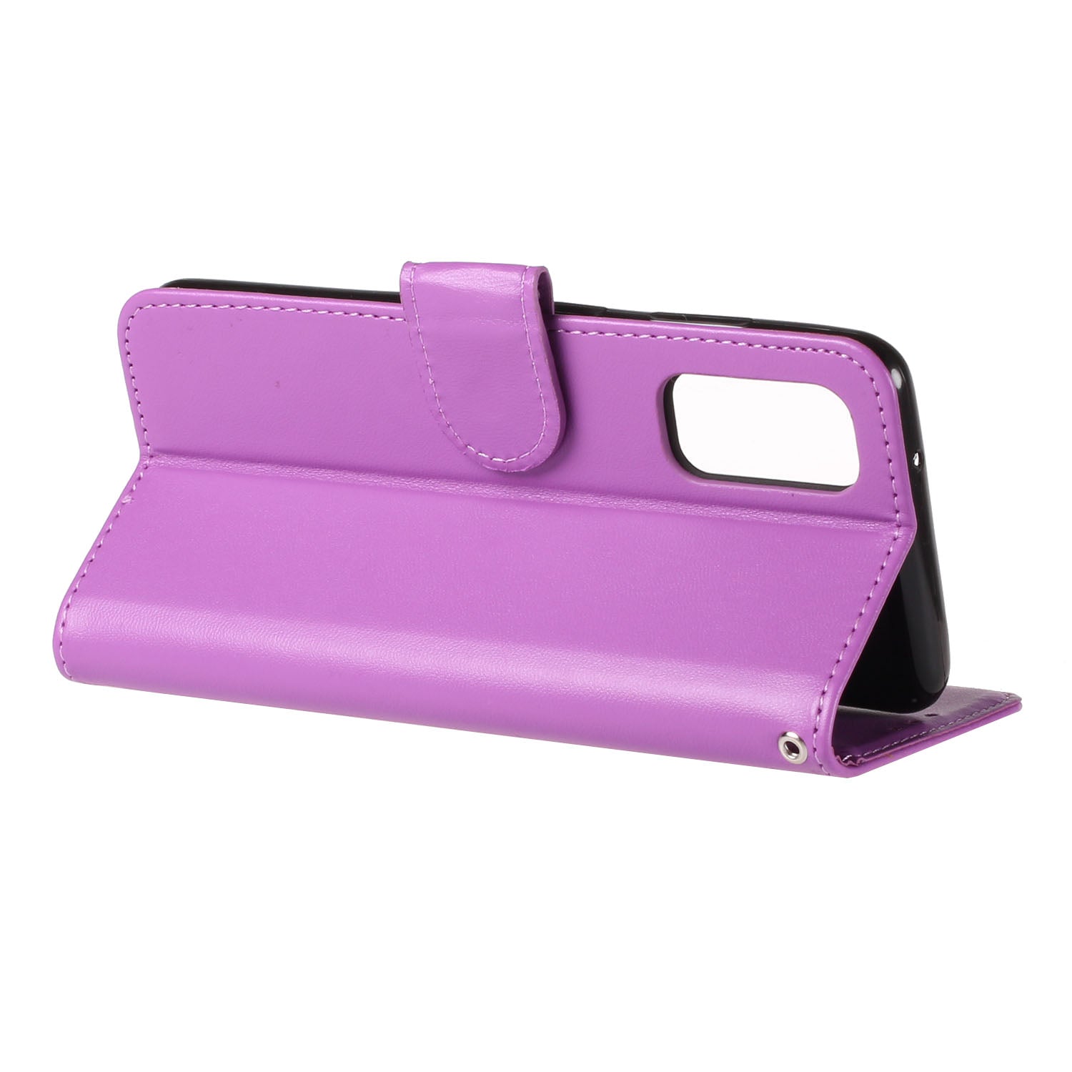 Pure Color Leather Mobile Cover for Samsung Galaxy S20 Plus - Purple