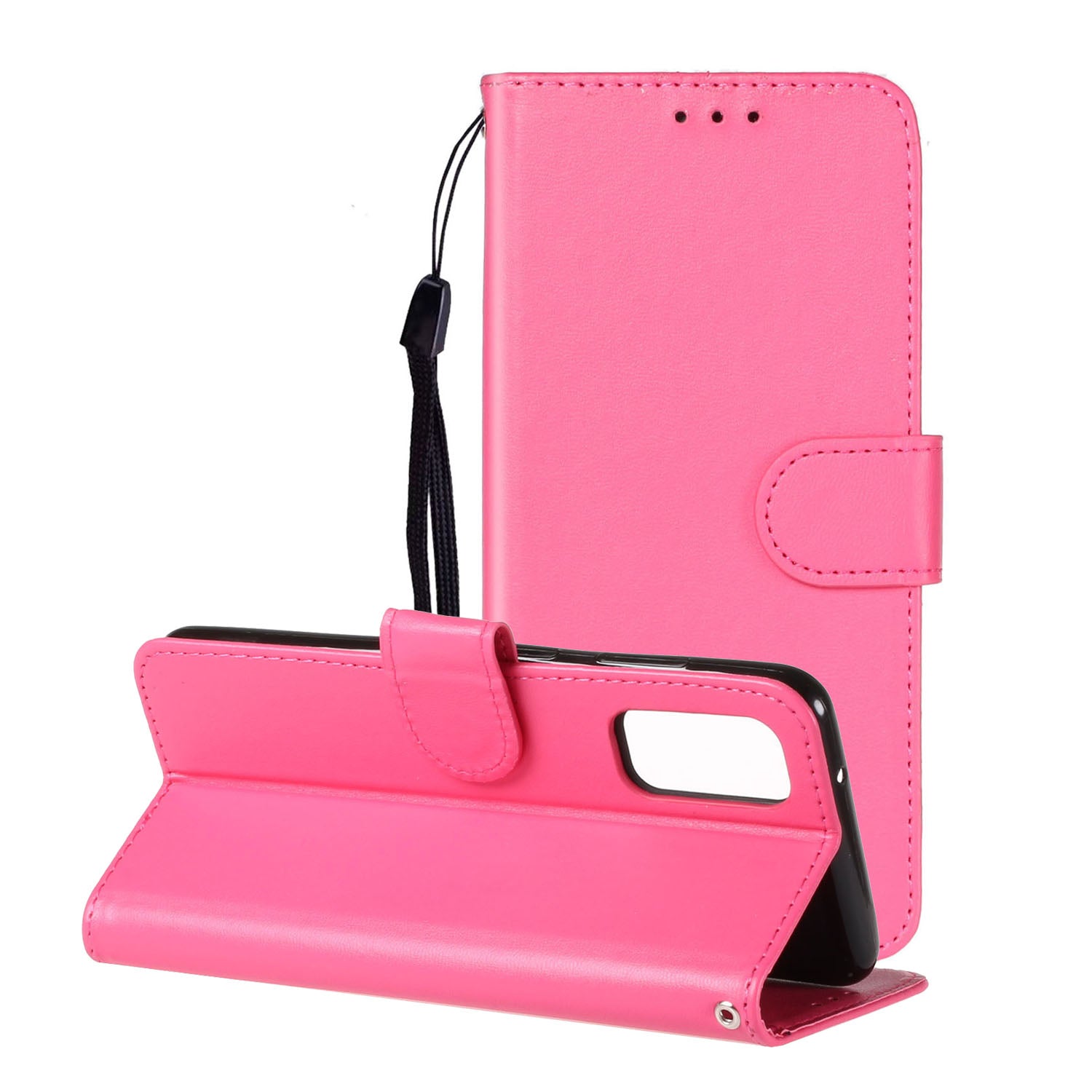 Pure Color Leather Mobile Cover for Samsung Galaxy S20 Plus - Rose