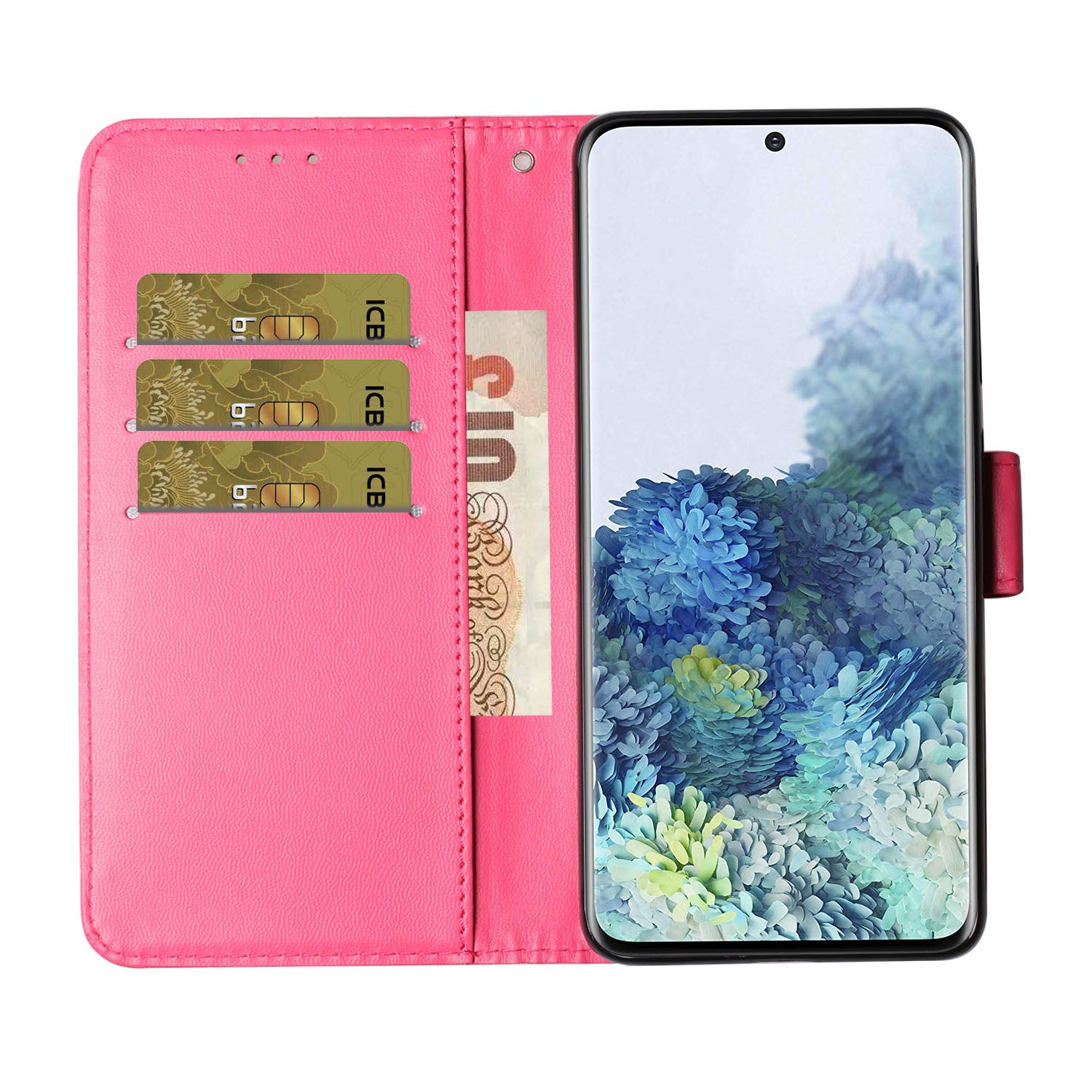 Pure Color Leather Mobile Cover for Samsung Galaxy S20 Plus - Rose