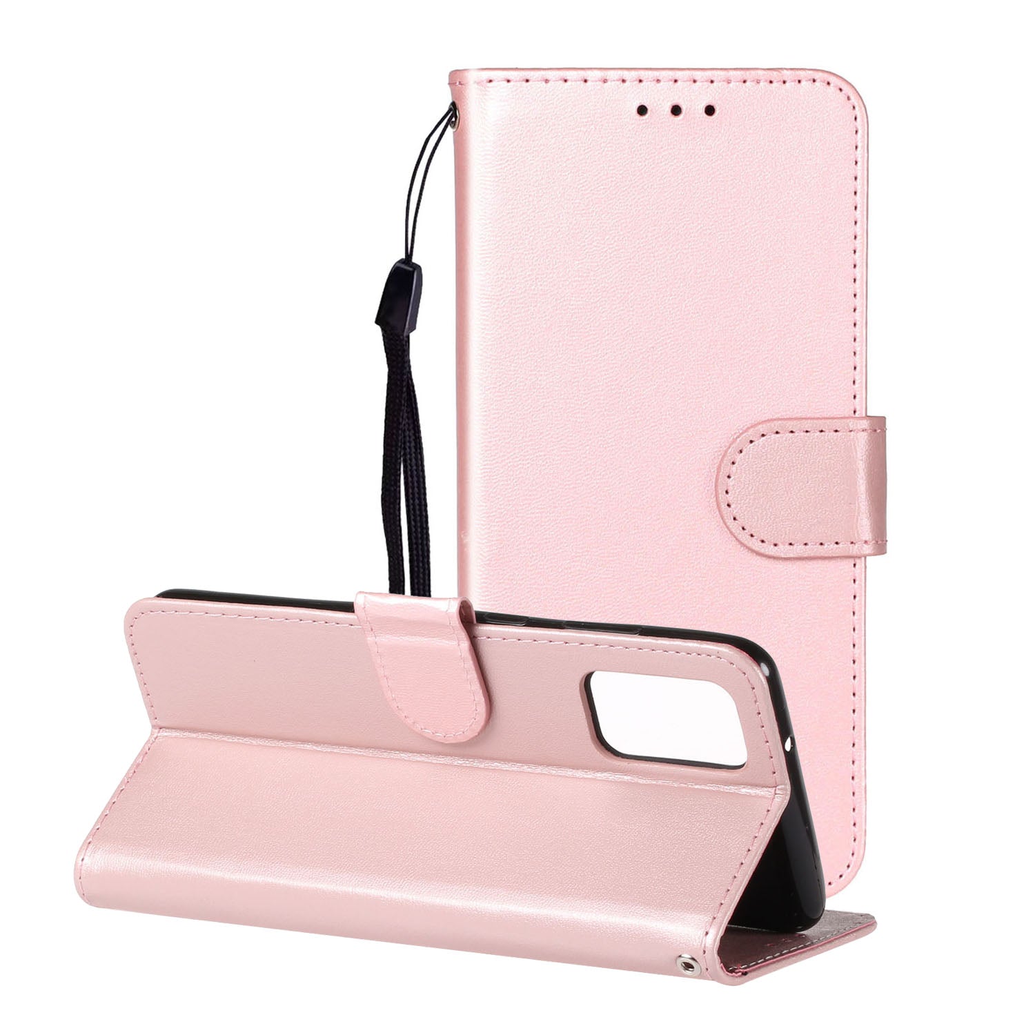 Pure Color Leather Mobile Cover for Samsung Galaxy S20 Plus - Rose Gold