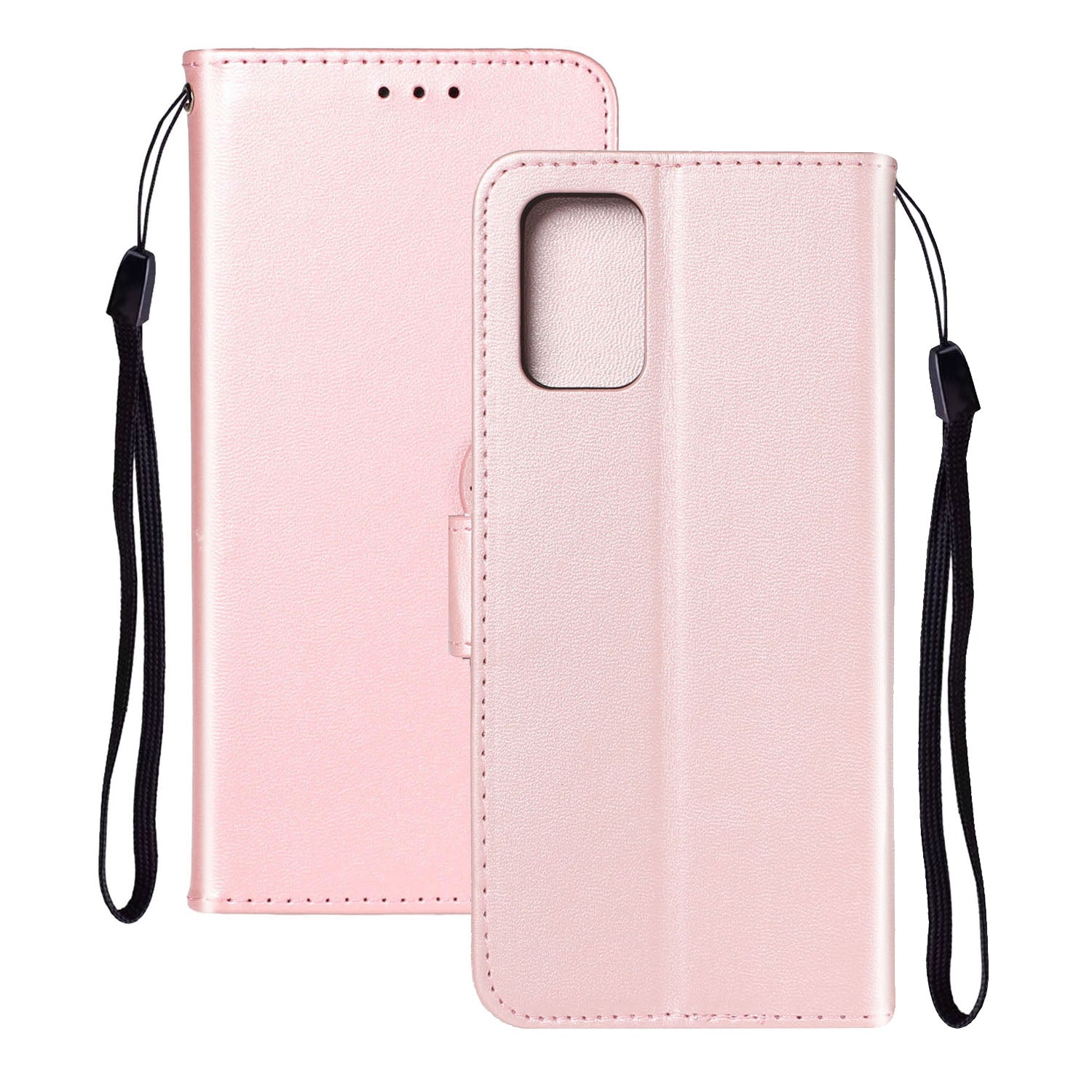 Pure Color Leather Mobile Cover for Samsung Galaxy S20 Plus - Rose Gold