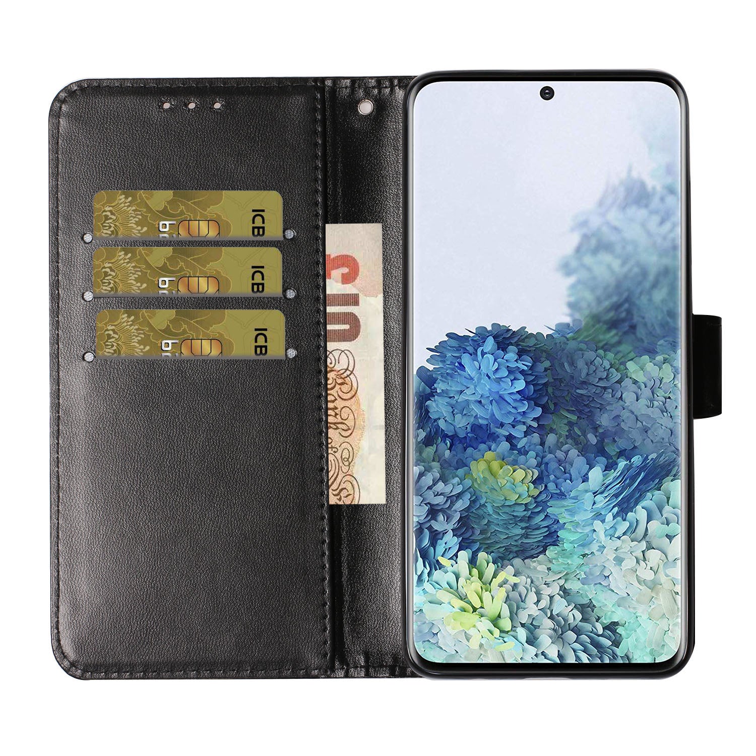 With Wallet Leather Stand Case for Samsung Galaxy S20 Ultra - Black