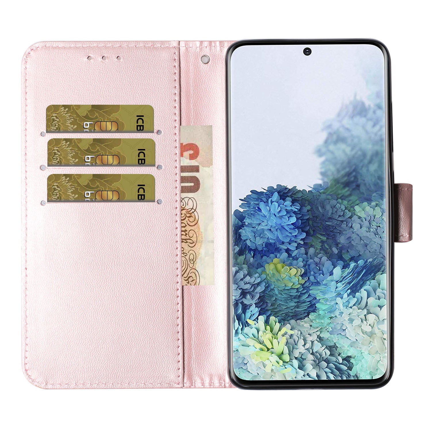 With Wallet Leather Stand Case for Samsung Galaxy S20 Ultra - Rose Gold