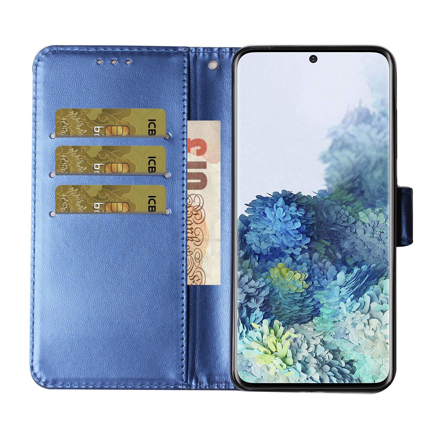 With Wallet Leather Stand Case for Samsung Galaxy S20 Ultra - Blue