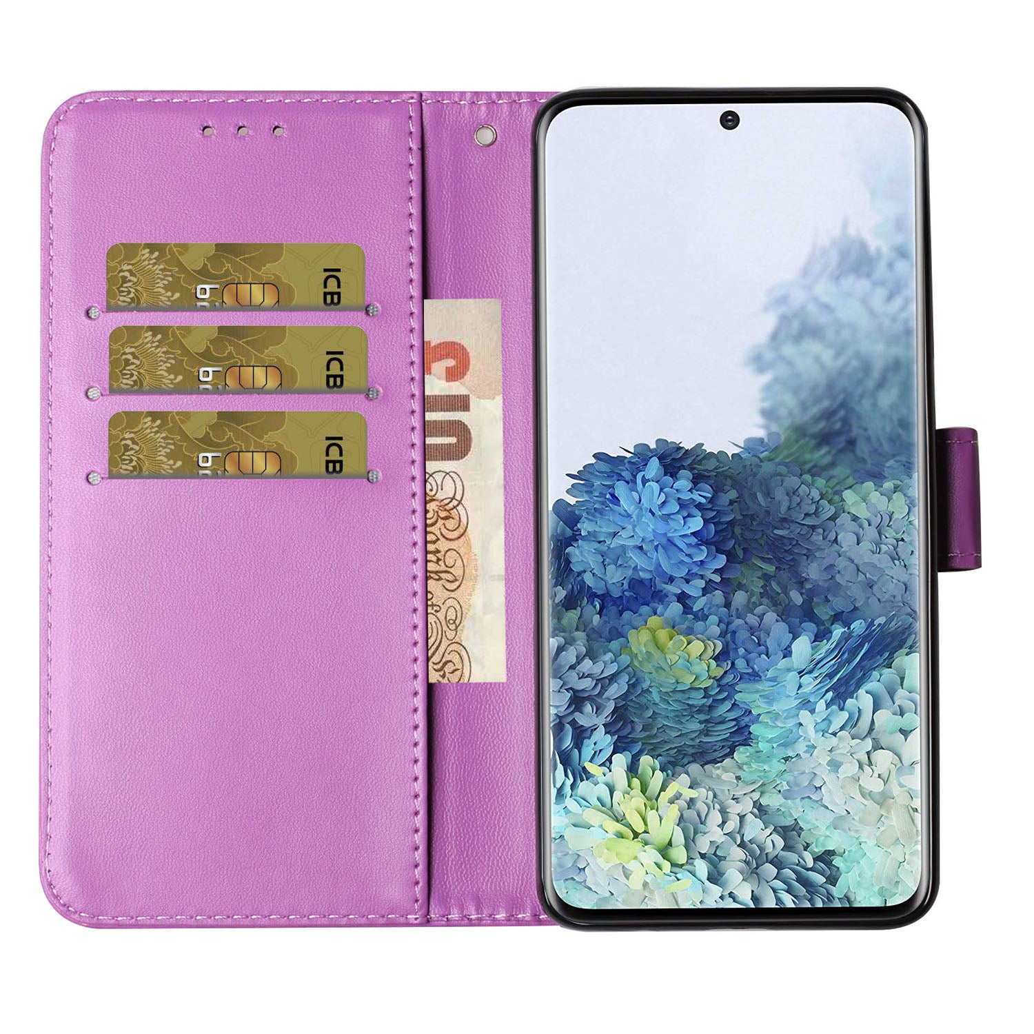 Solid Color Leather Wallet Mobile Phone Cover for Samsung Galaxy S20 4G/S20 5G - Purple