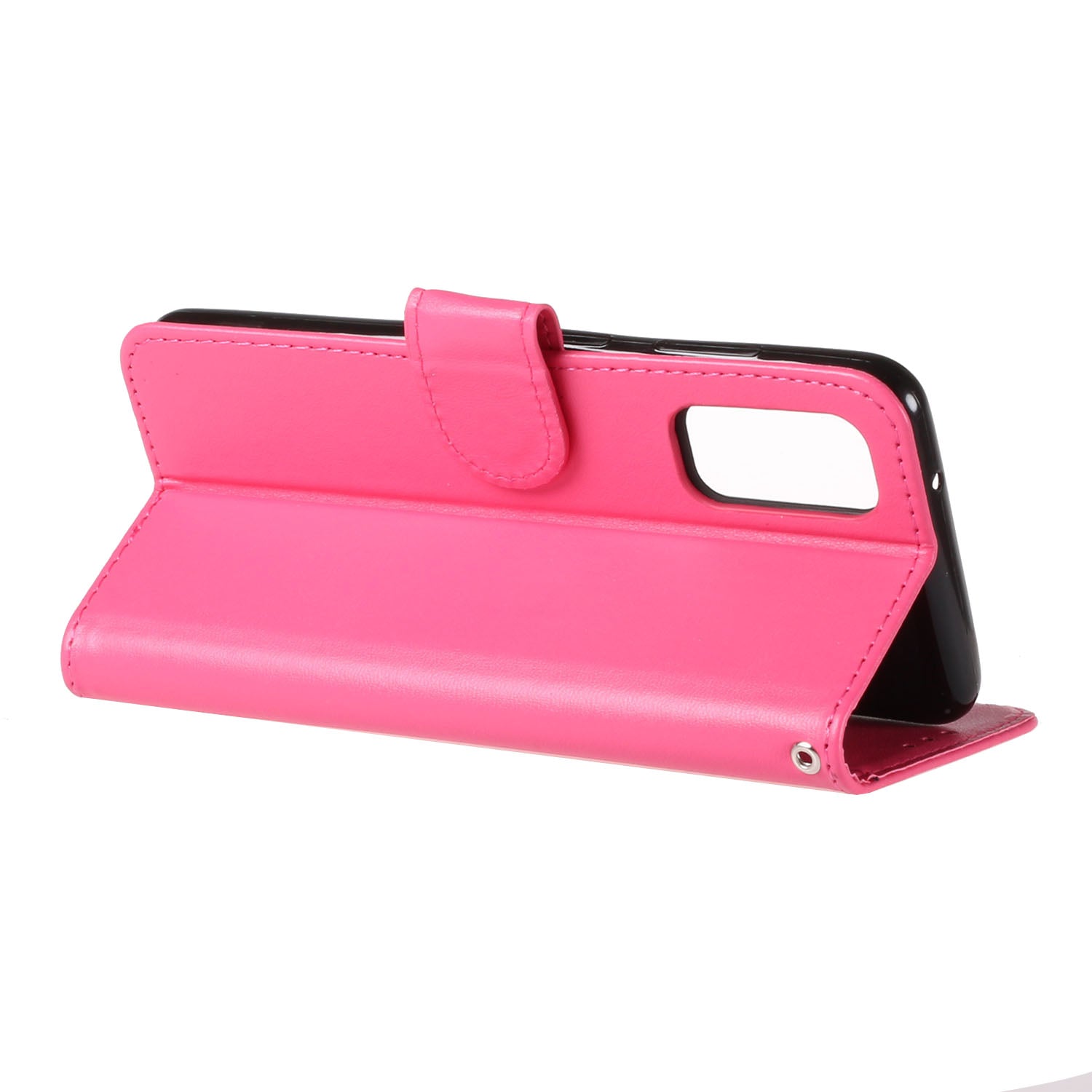 Solid Color Leather Wallet Mobile Phone Cover for Samsung Galaxy S20 4G/S20 5G - Rose