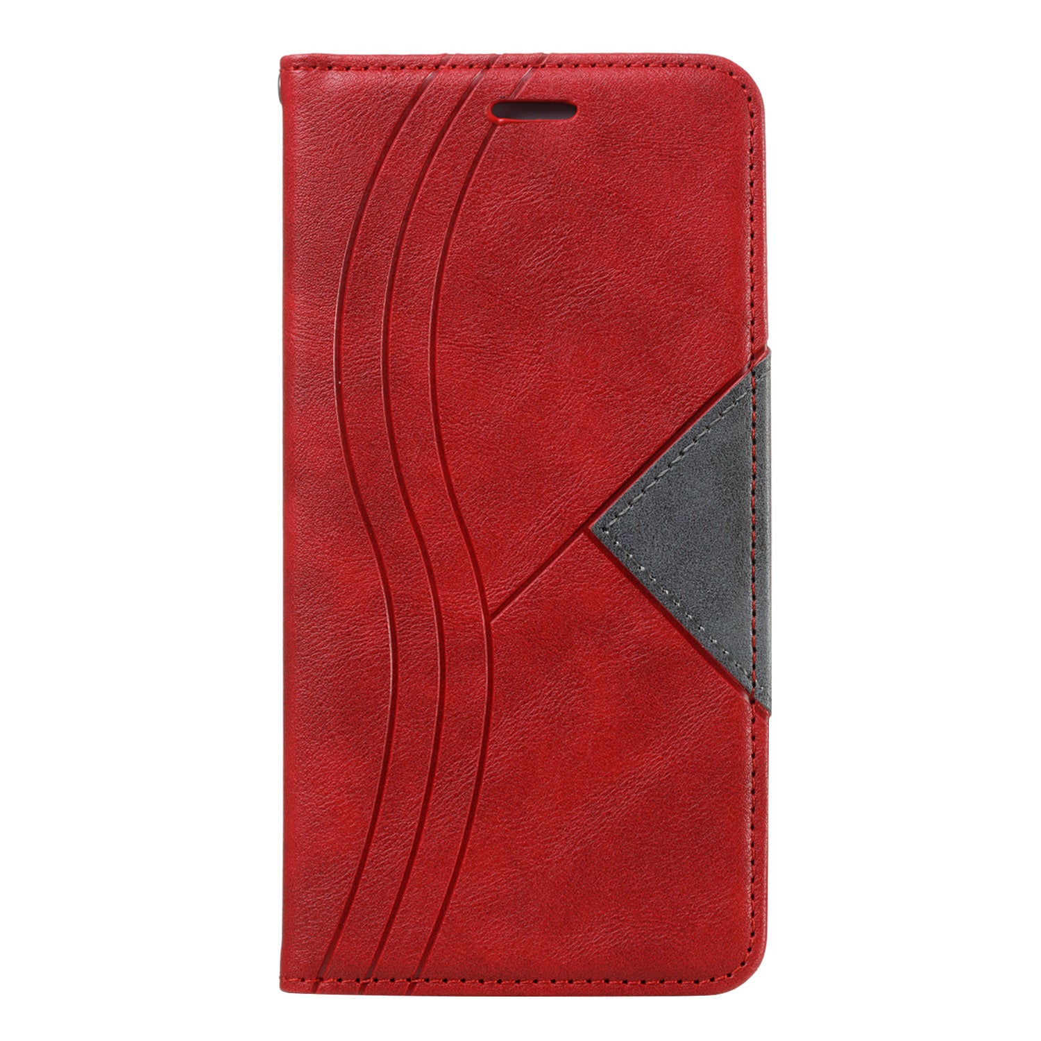 Auto-absorbed Splicing Leather Stand Shell with Card Slots for Samsung Galaxy S20 4G/S20 5G - Red