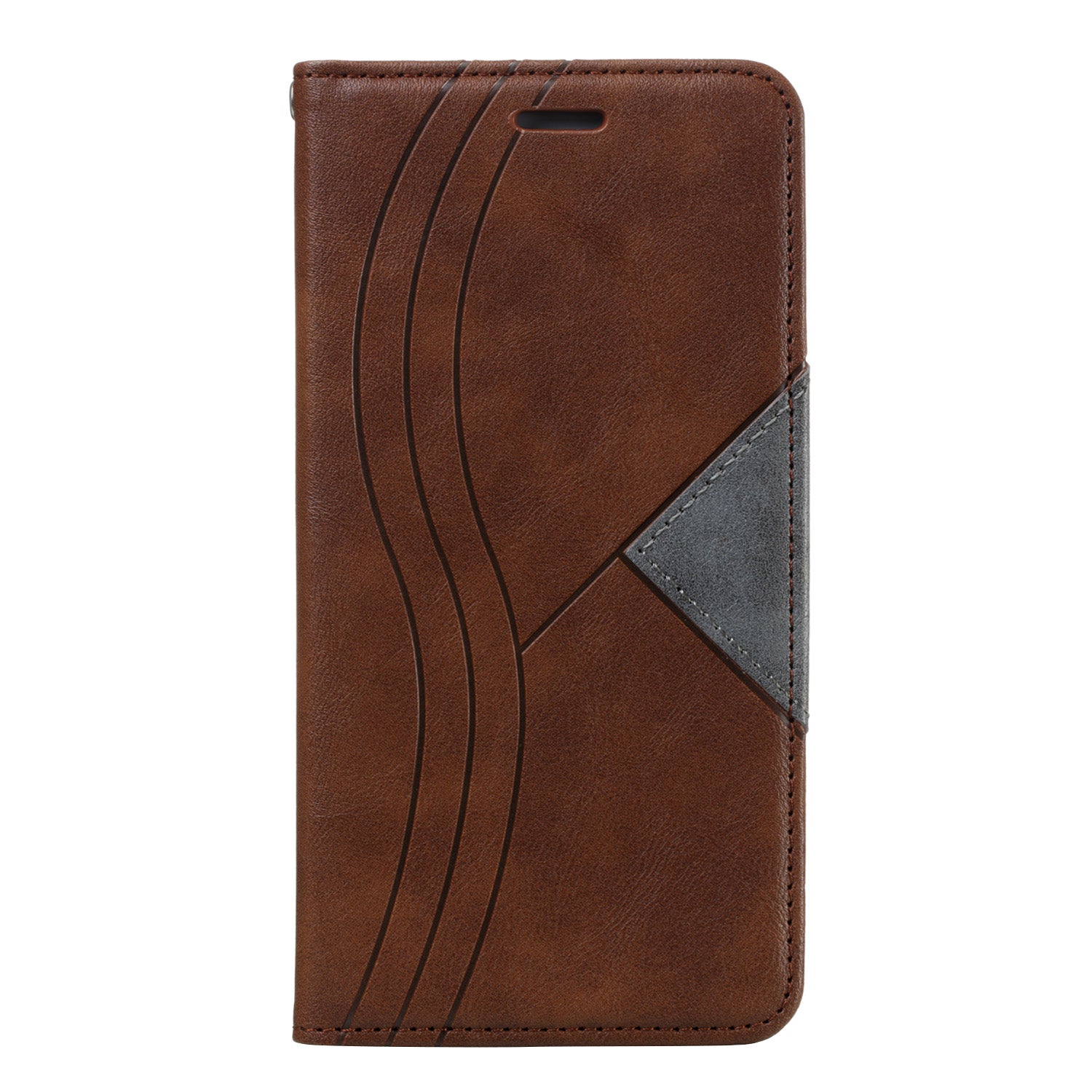 Auto-absorbed Splicing Leather Stand Shell with Card Slots for Samsung Galaxy S20 4G/S20 5G - Brown