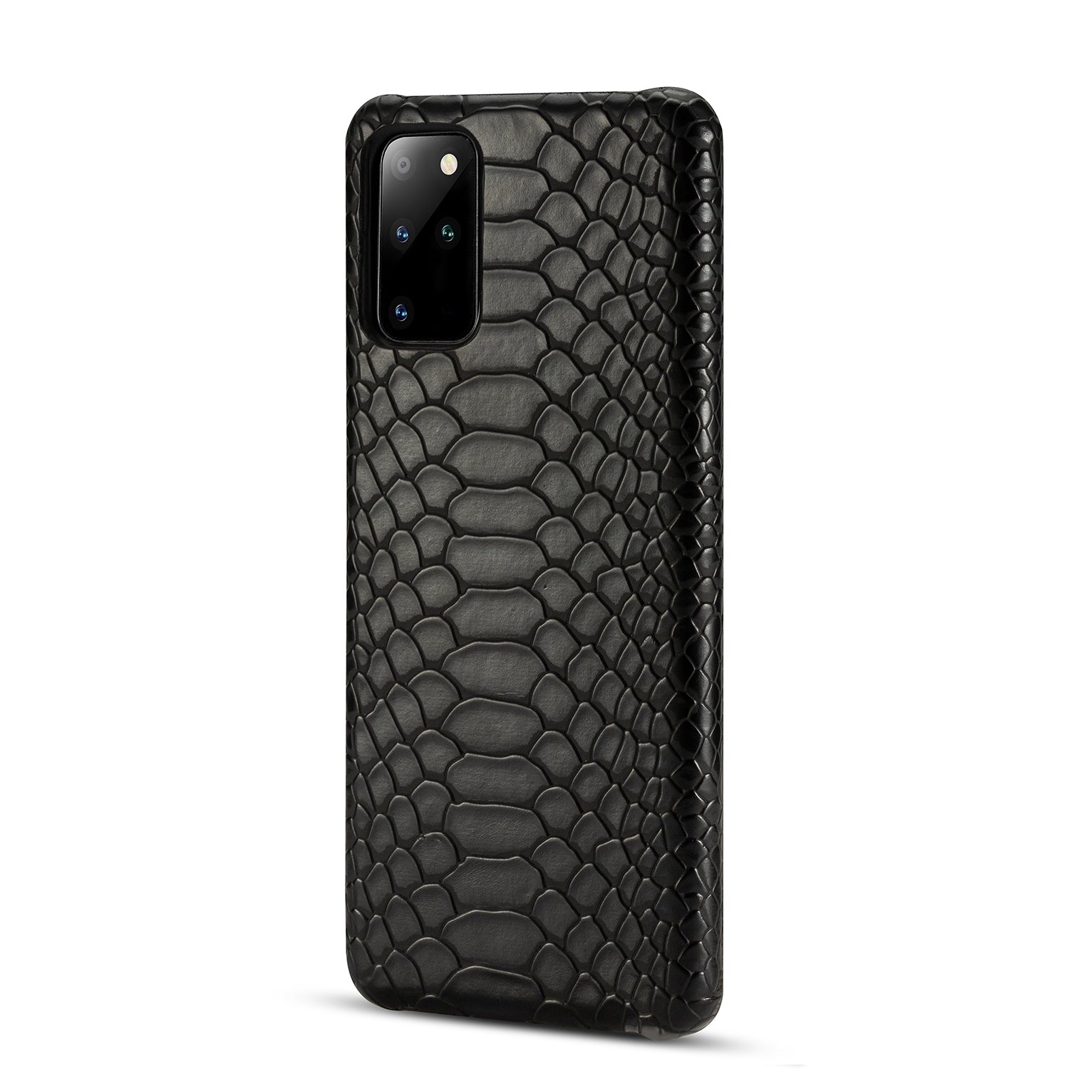 Snake Skin PU Leather Coated PC Hard Case for Samsung Galaxy S20 Plus - Black