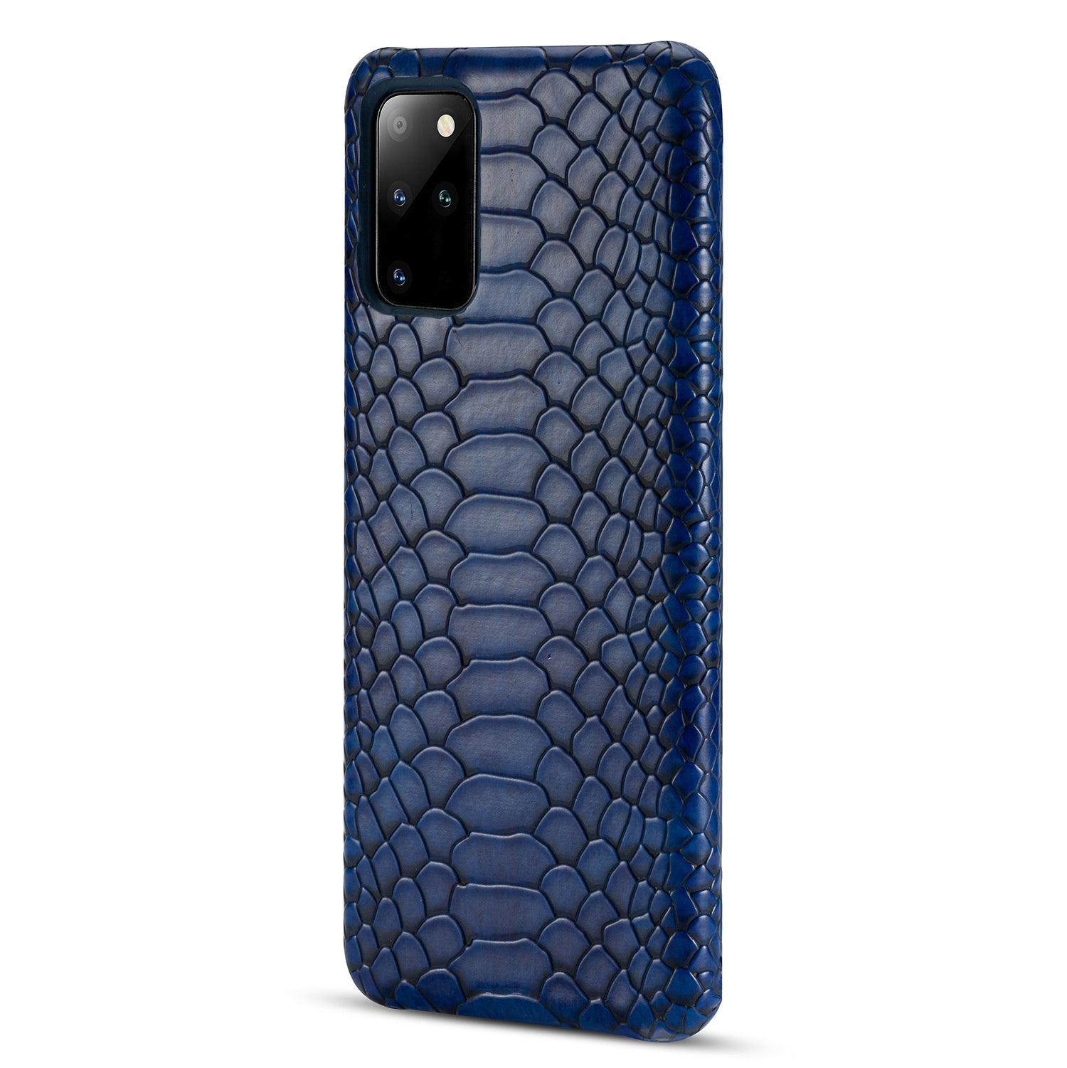 Snake Skin PU Leather Coated PC Hard Case for Samsung Galaxy S20 Plus - Blue