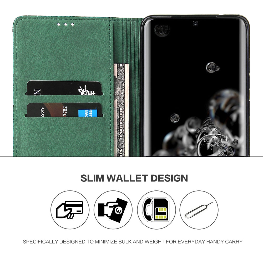 Crocodile Texture Genuine Leather Wallet Phone Case for Samsung Galaxy S20 Plus - Green