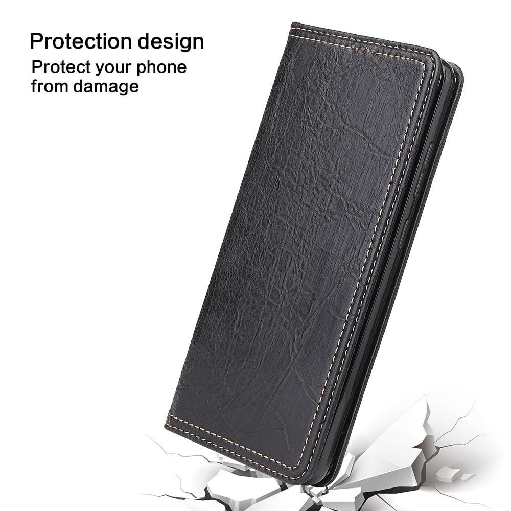 Auto-absorbed Leather Wallet Stand Case for Samsung Galaxy S20 Plus - Black