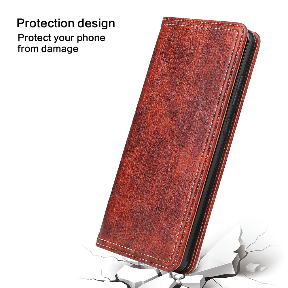 Auto-absorbed Leather Wallet Stand Case for Samsung Galaxy S20 Plus - Red