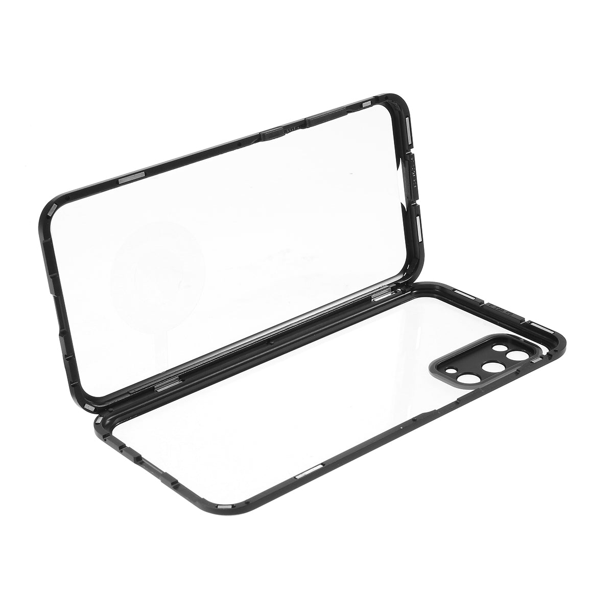 All-surrounding Magnetic Closure Tempered Glass Shell with Camera Covering for Samsung Galaxy S20 4G/S20 5G - Black