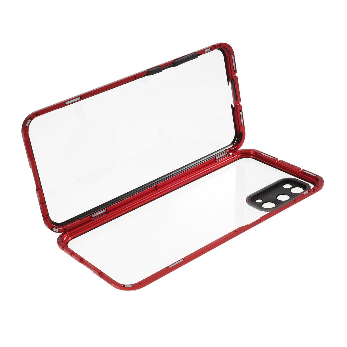 All-surrounding Magnetic Closure Tempered Glass Shell with Camera Covering for Samsung Galaxy S20 4G/S20 5G - Red