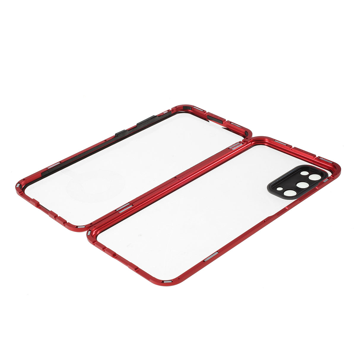 All-surrounding Magnetic Closure Tempered Glass Shell with Camera Covering for Samsung Galaxy S20 4G/S20 5G - Red