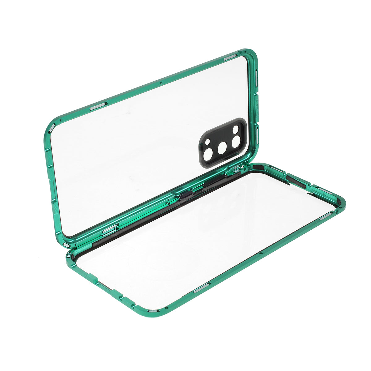 All-surrounding Magnetic Closure Tempered Glass Shell with Camera Covering for Samsung Galaxy S20 4G/S20 5G - Green