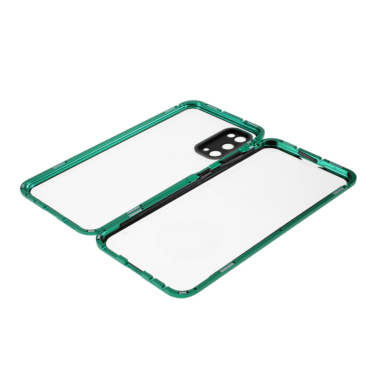 All-surrounding Magnetic Closure Tempered Glass Shell with Camera Covering for Samsung Galaxy S20 4G/S20 5G - Green