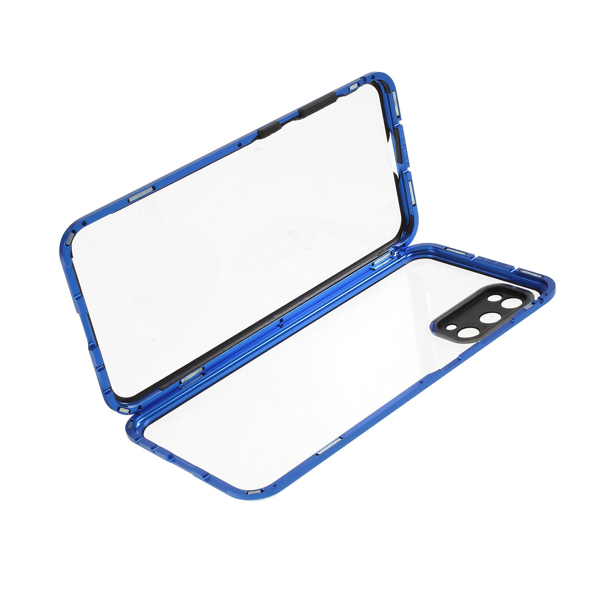 All-surrounding Magnetic Closure Tempered Glass Shell with Camera Covering for Samsung Galaxy S20 4G/S20 5G - Blue