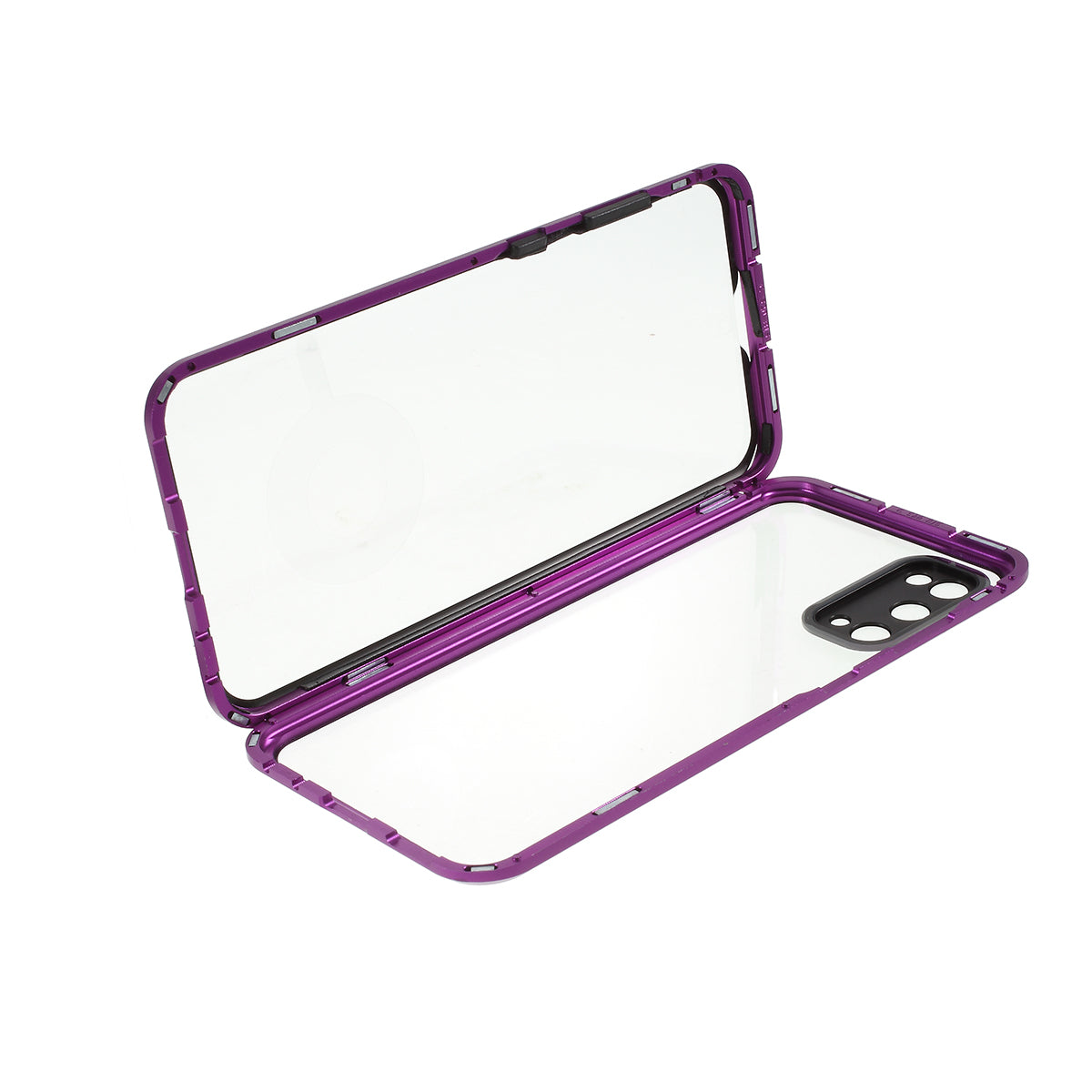 All-surrounding Magnetic Closure Tempered Glass Shell with Camera Covering for Samsung Galaxy S20 4G/S20 5G - Purple