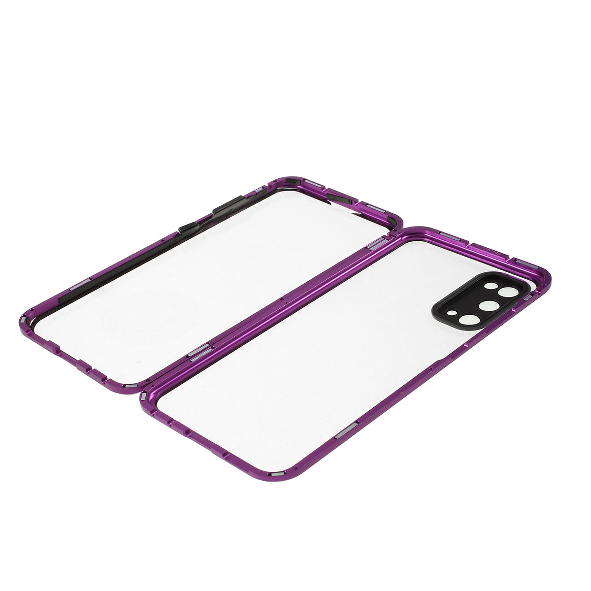 All-surrounding Magnetic Closure Tempered Glass Shell with Camera Covering for Samsung Galaxy S20 4G/S20 5G - Purple