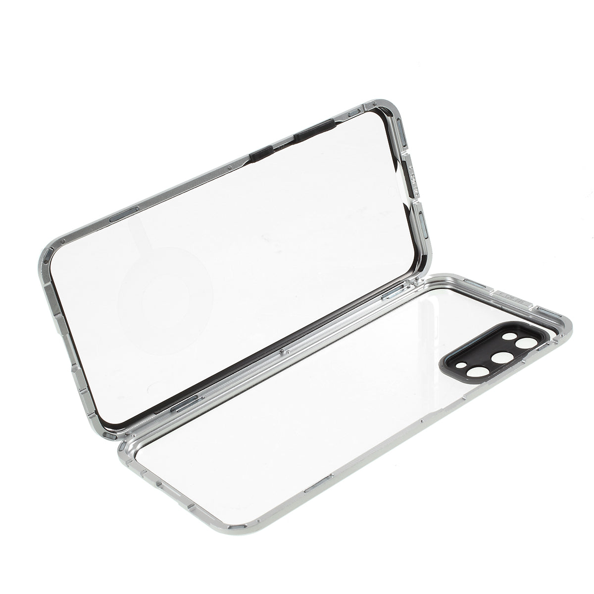 All-surrounding Magnetic Closure Tempered Glass Shell with Camera Covering for Samsung Galaxy S20 4G/S20 5G - Transparent