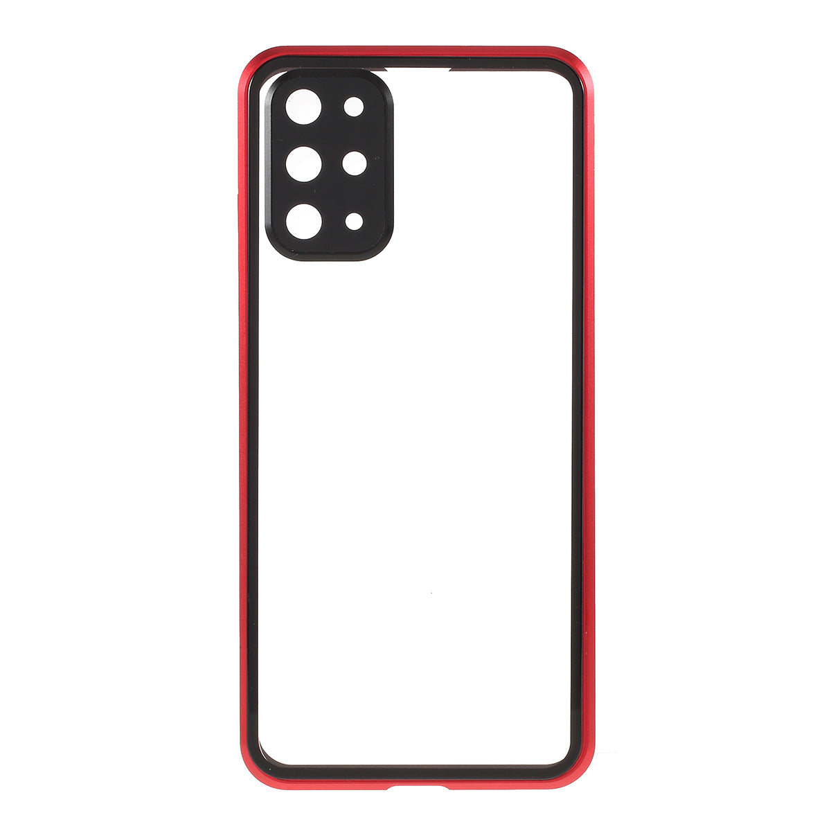 Magnetic Closure Tempered Glass Phone Case with Camera Covering for Samsung Galaxy S20 Plus - Red