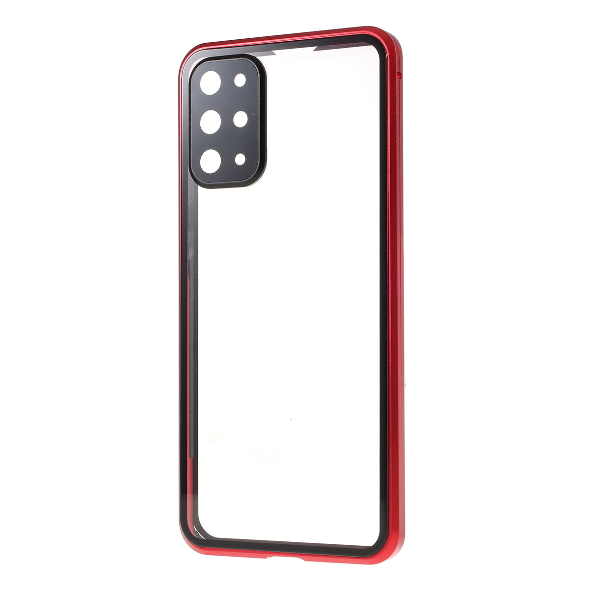 Magnetic Closure Tempered Glass Phone Case with Camera Covering for Samsung Galaxy S20 Plus - Red