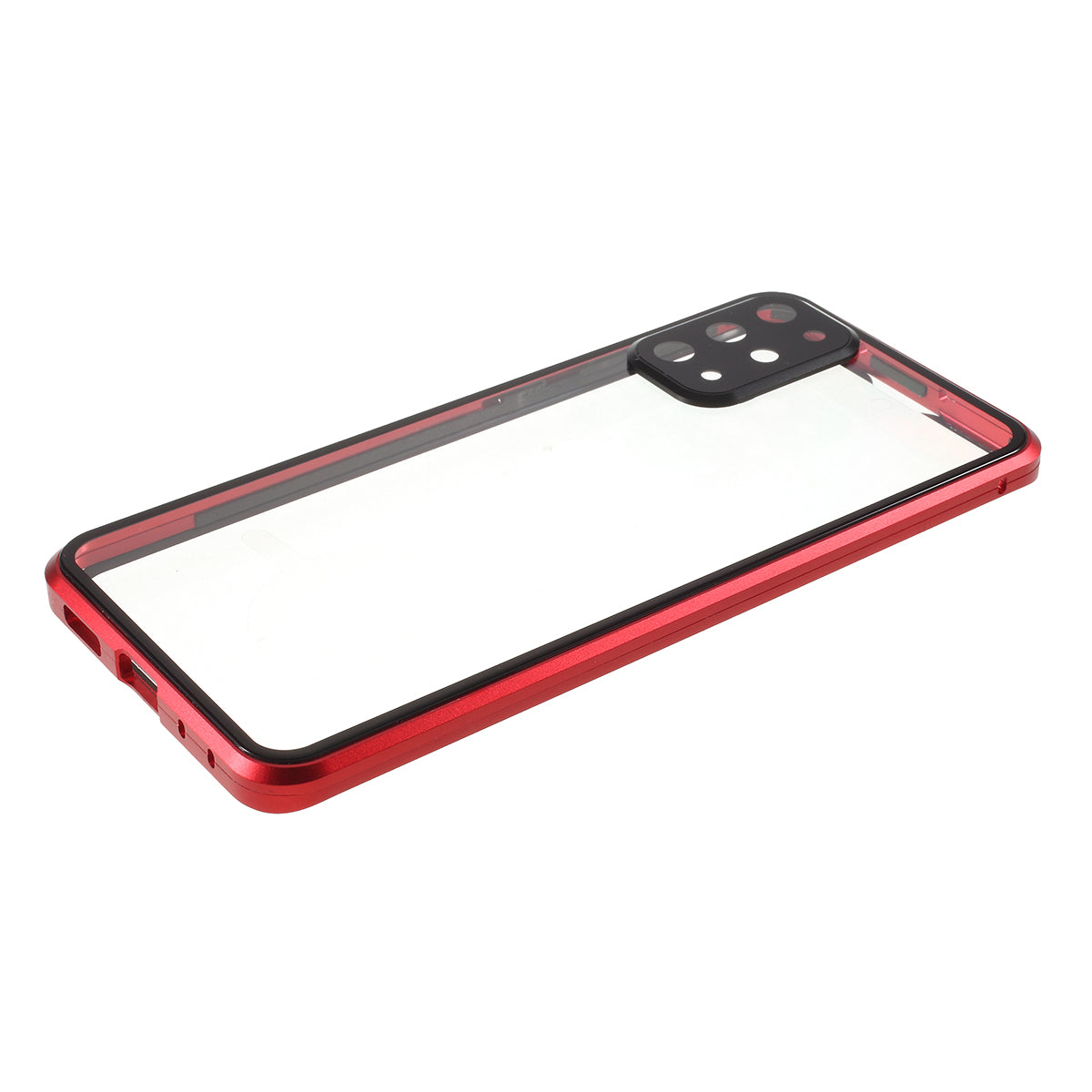 Magnetic Closure Tempered Glass Phone Case with Camera Covering for Samsung Galaxy S20 Plus - Red