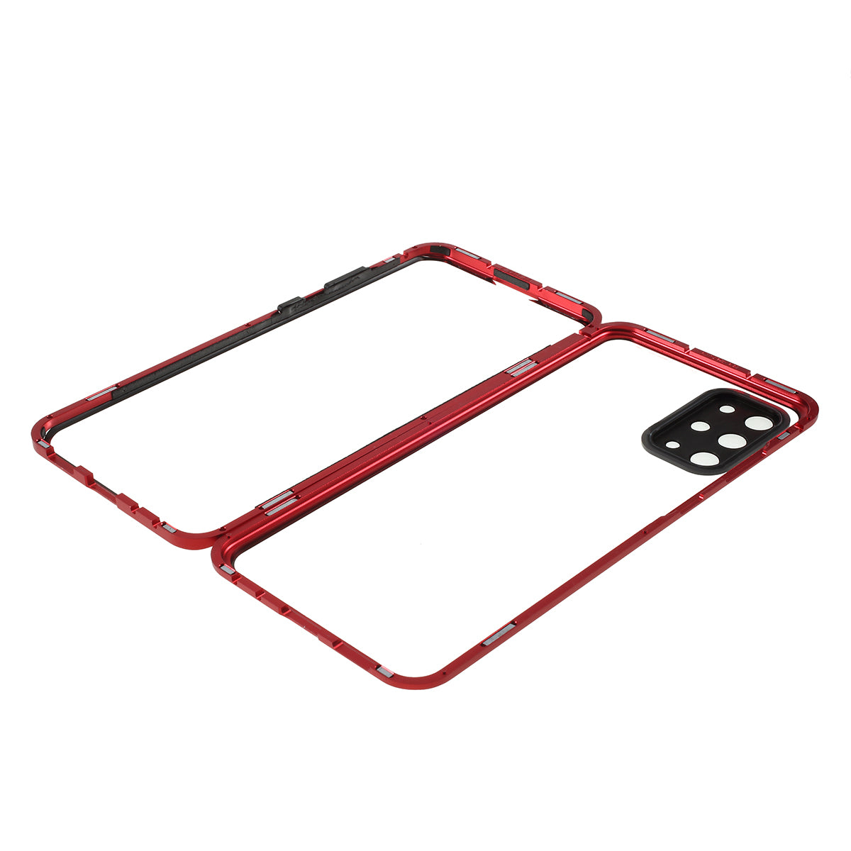 Magnetic Closure Tempered Glass Phone Case with Camera Covering for Samsung Galaxy S20 Plus - Red