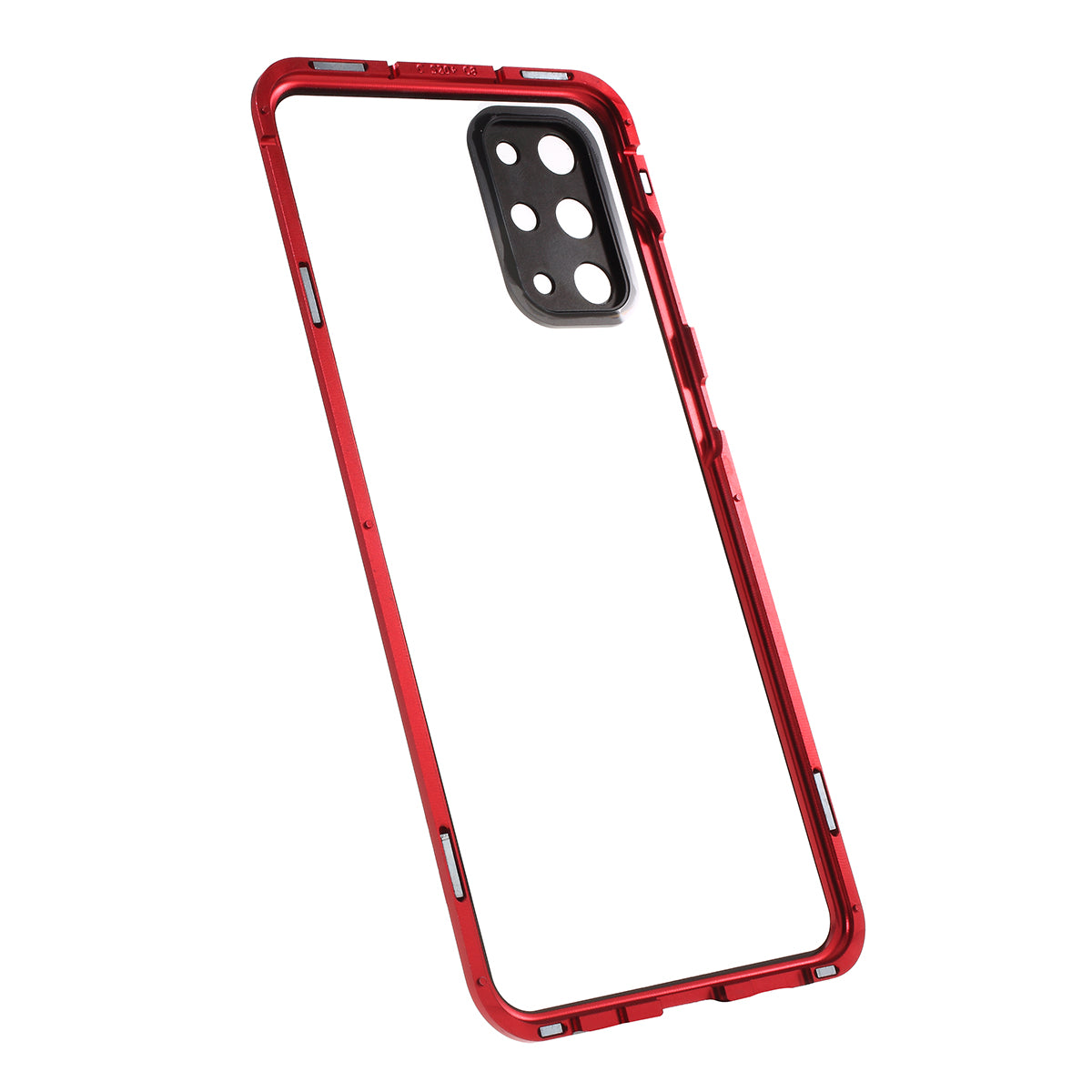 Magnetic Closure Tempered Glass Phone Case with Camera Covering for Samsung Galaxy S20 Plus - Red