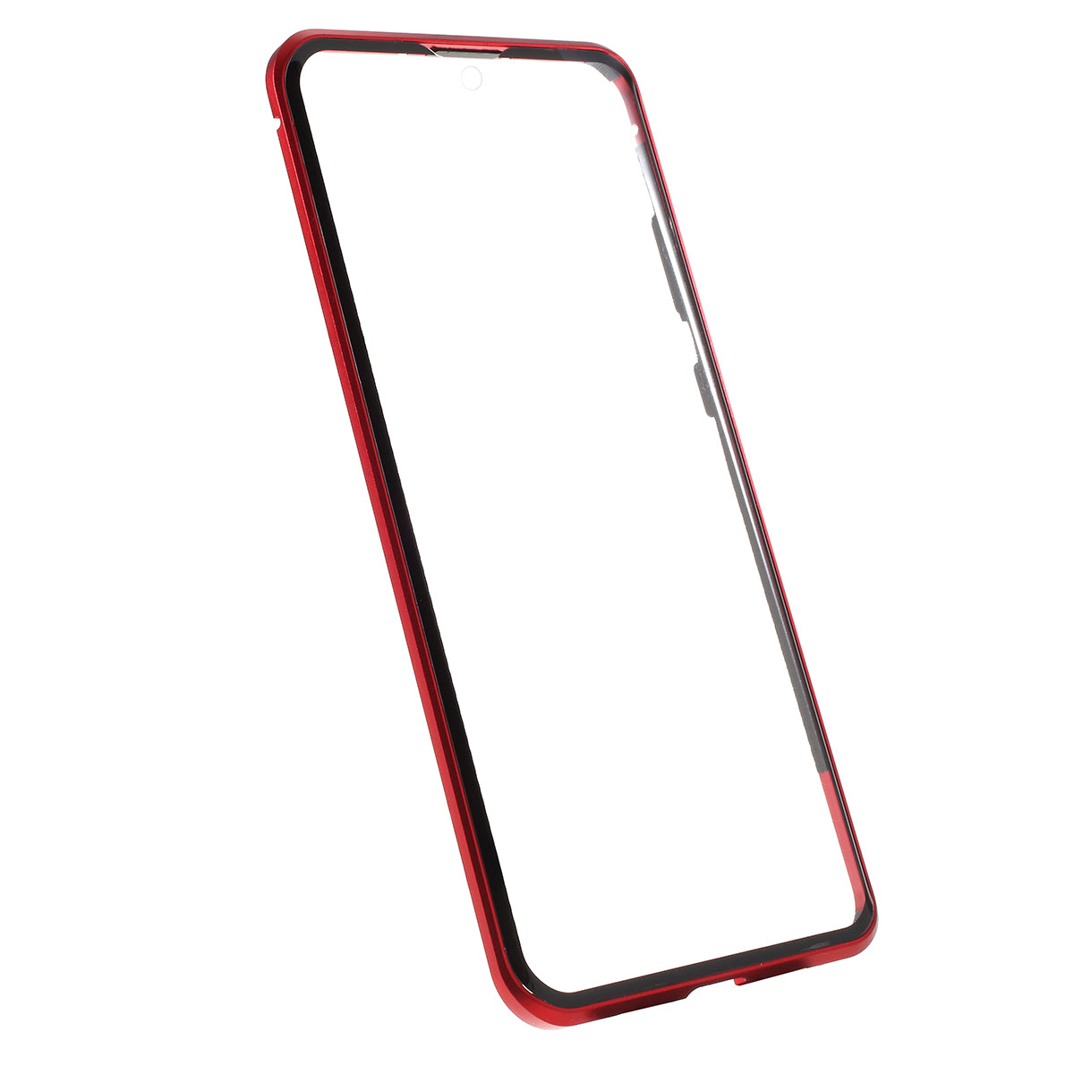 Magnetic Closure Tempered Glass Phone Case with Camera Covering for Samsung Galaxy S20 Plus - Red