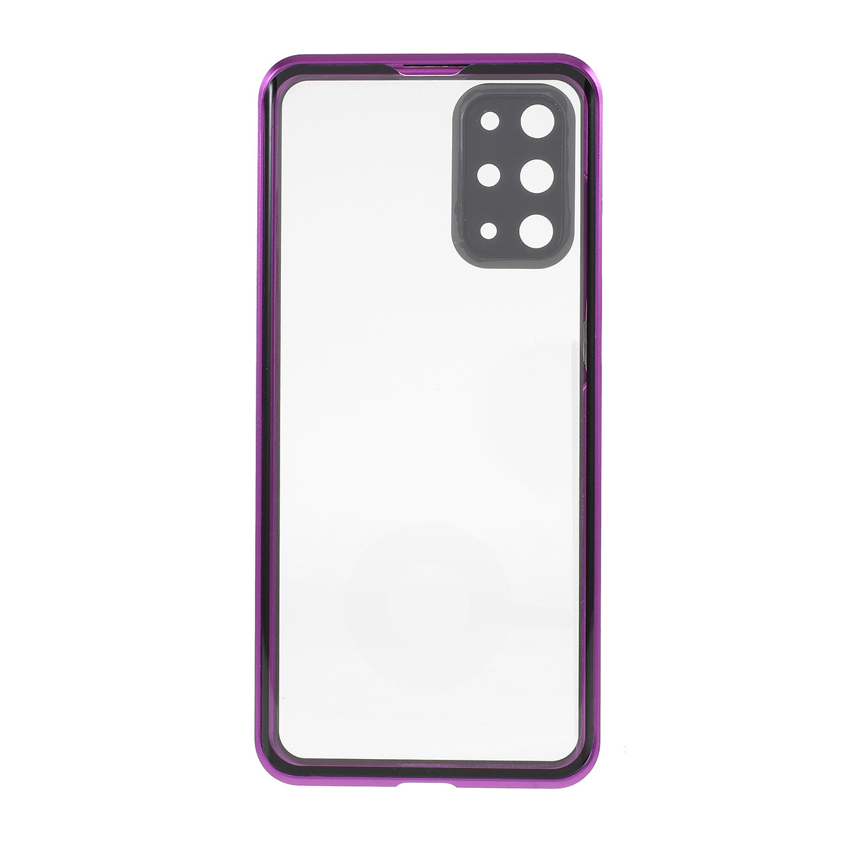 Magnetic Closure Tempered Glass Phone Case with Camera Covering for Samsung Galaxy S20 Plus - Purple