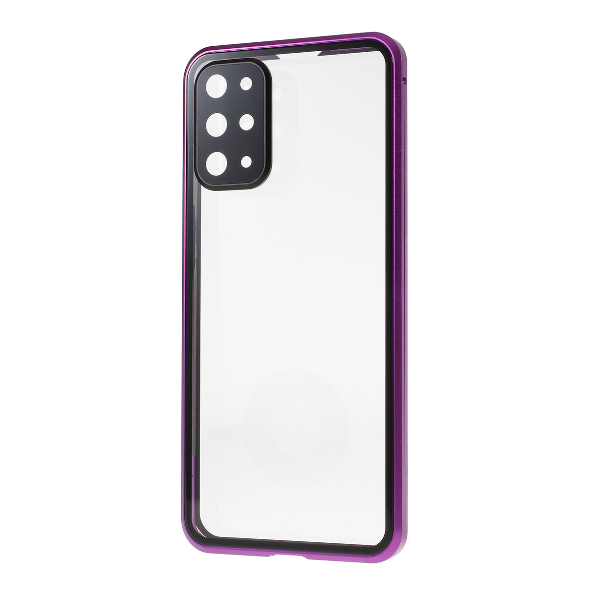 Magnetic Closure Tempered Glass Phone Case with Camera Covering for Samsung Galaxy S20 Plus - Purple