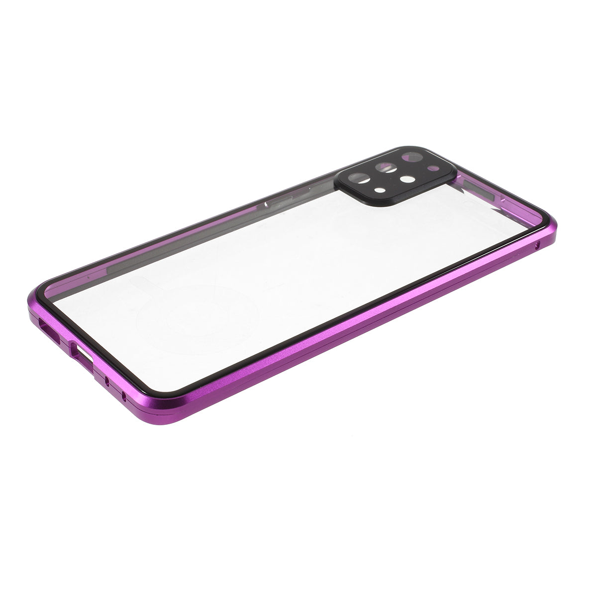 Magnetic Closure Tempered Glass Phone Case with Camera Covering for Samsung Galaxy S20 Plus - Purple