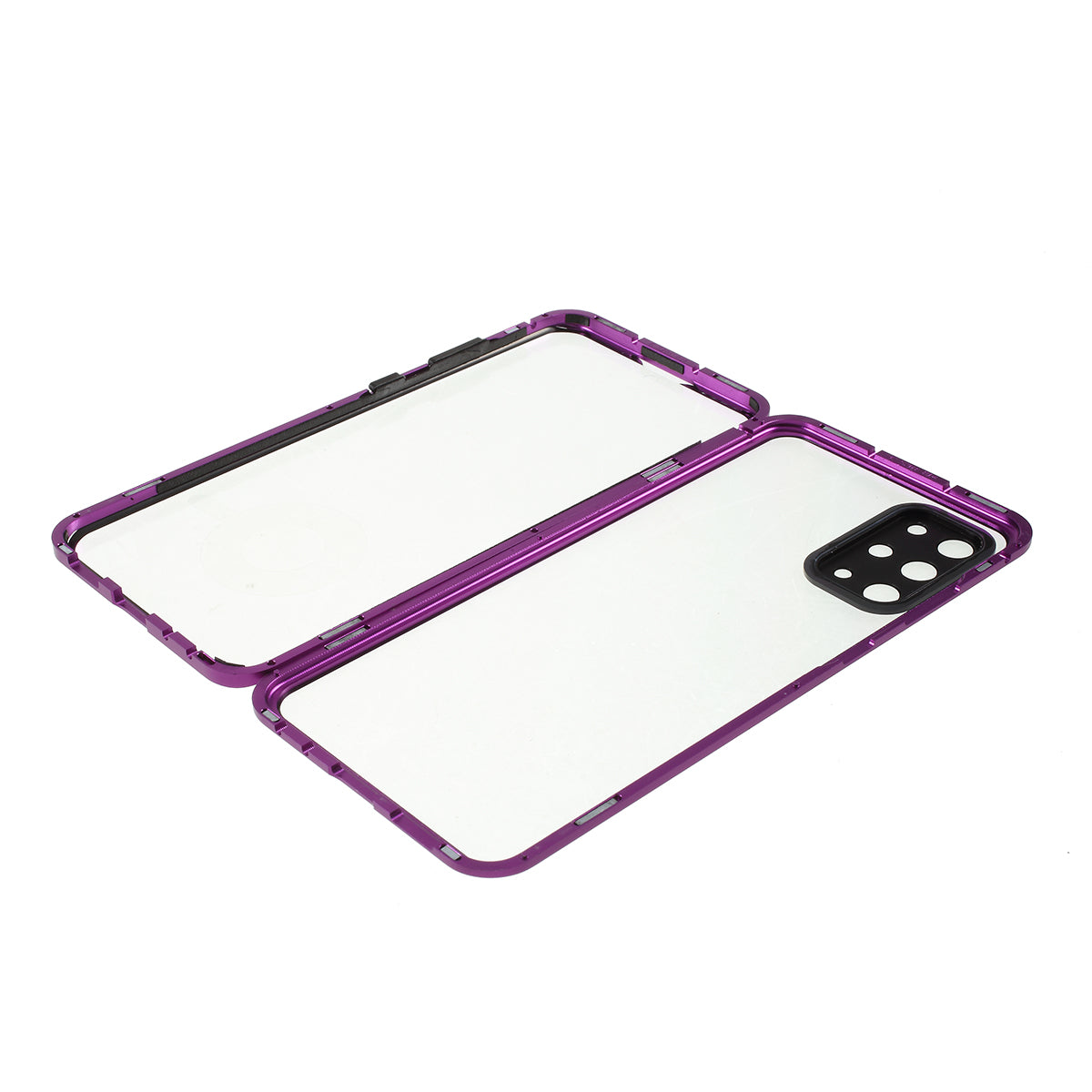 Magnetic Closure Tempered Glass Phone Case with Camera Covering for Samsung Galaxy S20 Plus - Purple