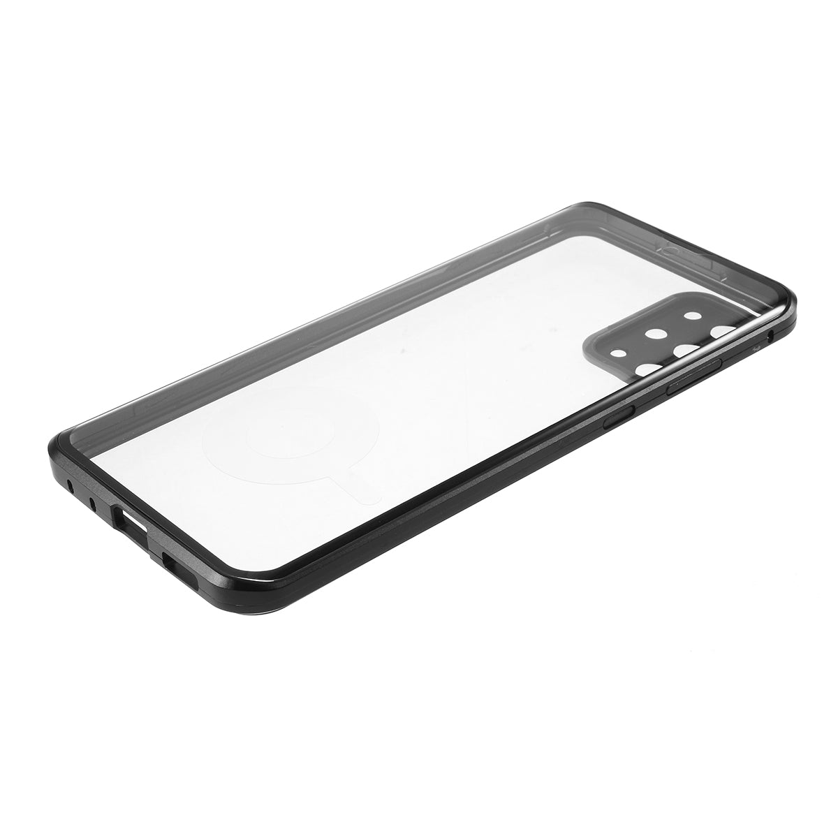 Magnetic Closure Tempered Glass Phone Case with Camera Covering for Samsung Galaxy S20 Plus - Black