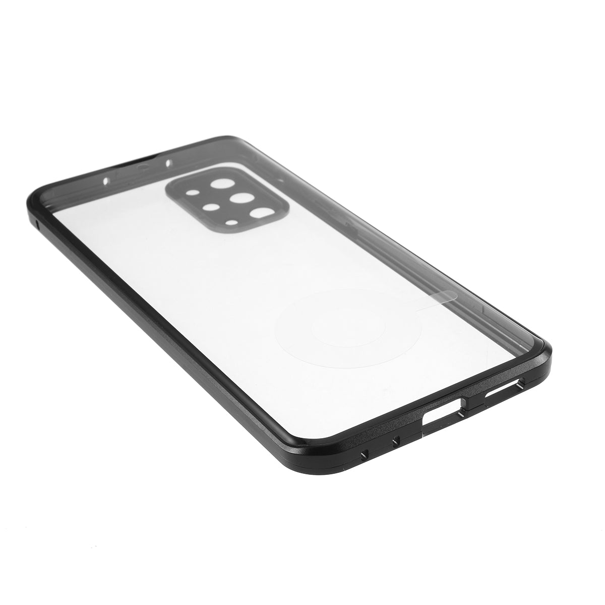 Magnetic Closure Tempered Glass Phone Case with Camera Covering for Samsung Galaxy S20 Plus - Black